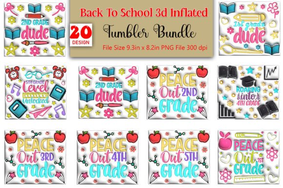 3D Back To School Bundle Tumbler Wrap